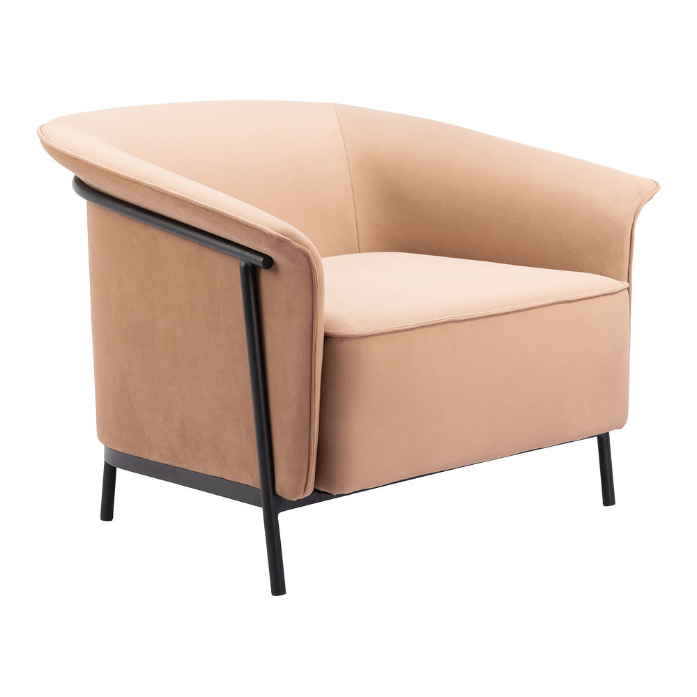 Sillón Ocasional para Recepción - ZUO BURRY - Camel - Asiento y Respaldo Tapizados