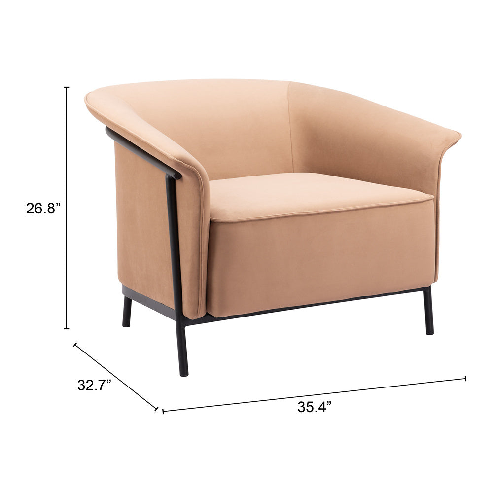 Sillón Ocasional para Recepción - ZUO BURRY - Camel - Asiento y Respaldo Tapizados