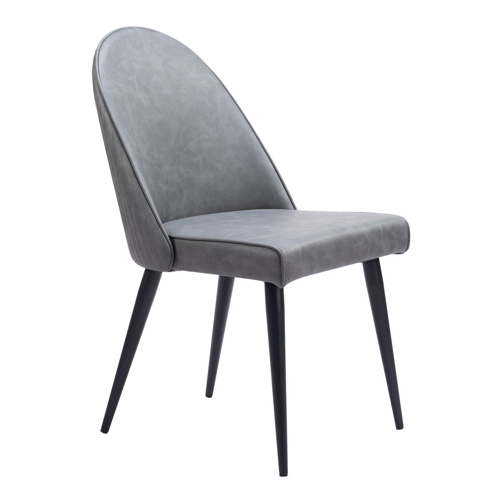 Silla Comercial para Comedor de Empresa - ZUO SILLOTH - Gris - Asiento y Respaldo Tapizados en Piel Sintética