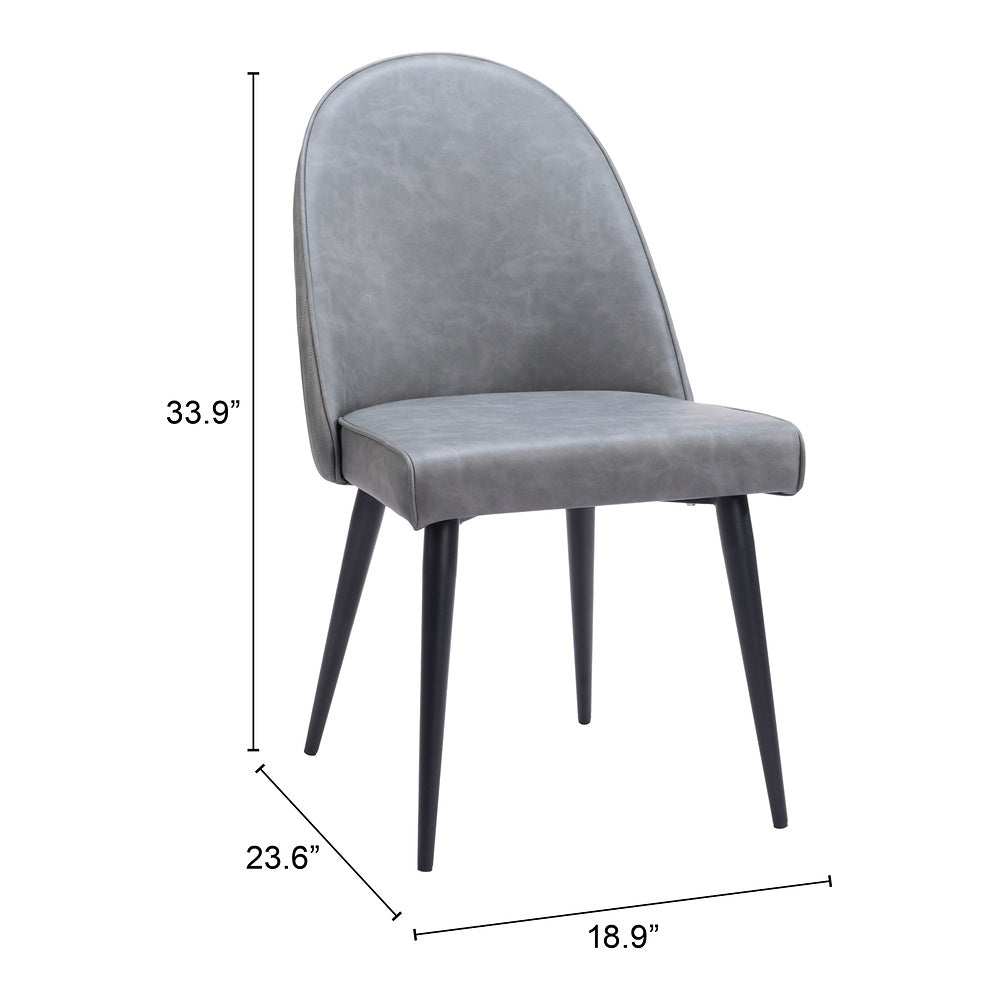 Silla Comercial para Comedor de Empresa - ZUO SILLOTH - Gris - Asiento y Respaldo Tapizados en Piel Sintética
