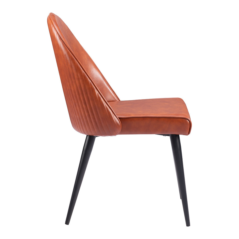 Silla Comercial para Comedor de Empresa - ZUO SILLOTH - Café - Asiento y Respaldo Tapizados en Piel Sintética