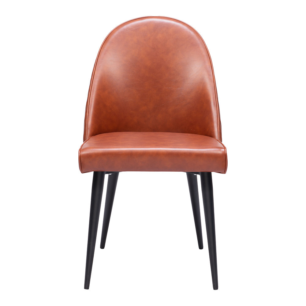 Silla Comercial para Comedor de Empresa - ZUO SILLOTH - Café - Asiento y Respaldo Tapizados en Piel Sintética
