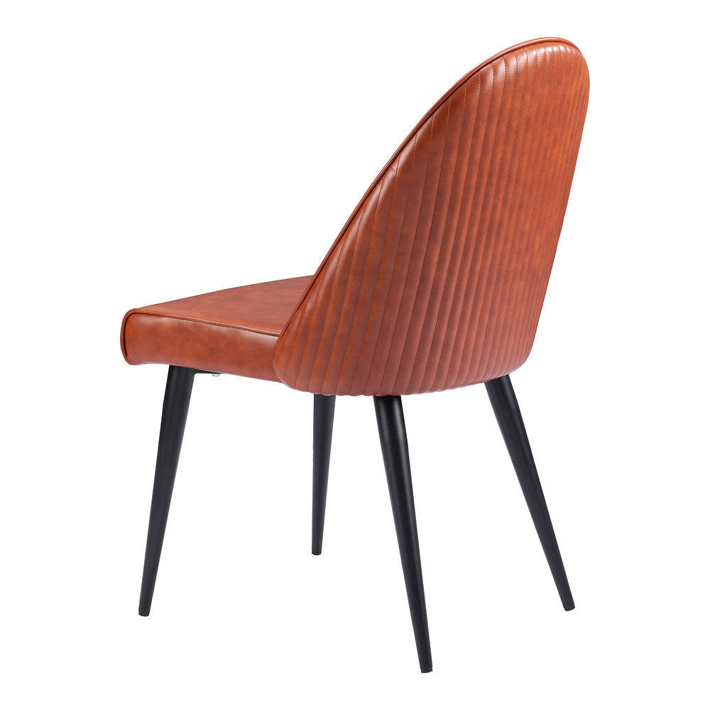 Silla Comercial para Comedor de Empresa - ZUO SILLOTH - Café - Asiento y Respaldo Tapizados en Piel Sintética