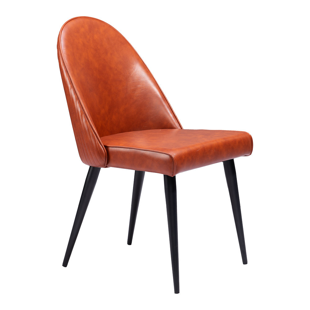 Silla Comercial para Comedor de Empresa - ZUO SILLOTH - Café - Asiento y Respaldo Tapizados en Piel Sintética
