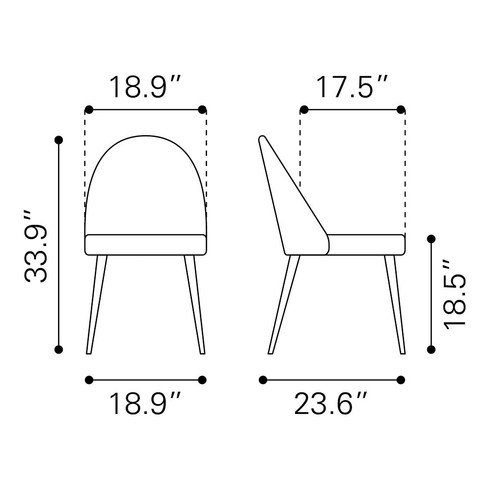 Silla Comercial para Comedor de Empresa - ZUO SILLOTH - Café - Asiento y Respaldo Tapizados en Piel Sintética