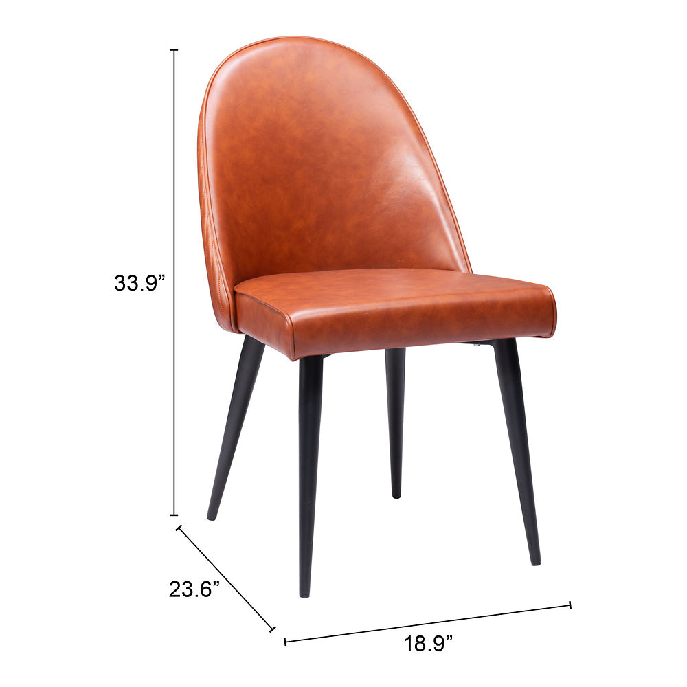 Silla Comercial para Comedor de Empresa - ZUO SILLOTH - Café - Asiento y Respaldo Tapizados en Piel Sintética