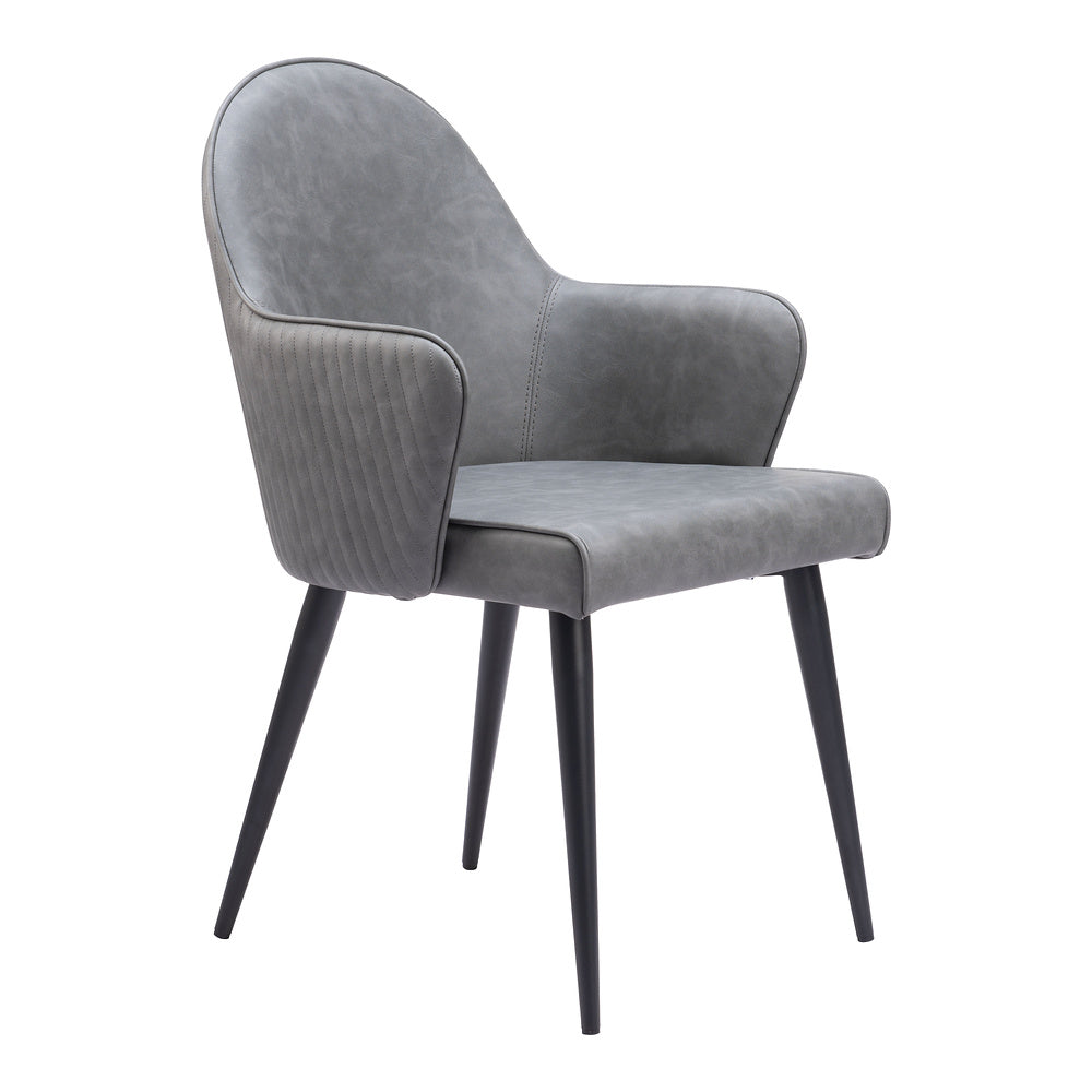 Silla Comercial para Food Court - ZUO SILLOTH - Gris - Asiento y Respaldo Tapizados en Piel Sintética