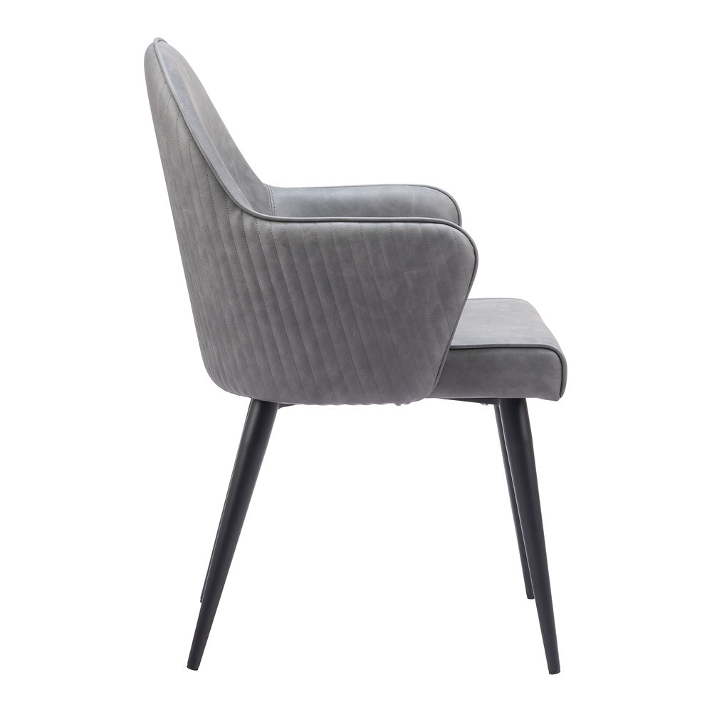 Silla Comercial para Food Court - ZUO SILLOTH - Gris - Asiento y Respaldo Tapizados en Piel Sintética