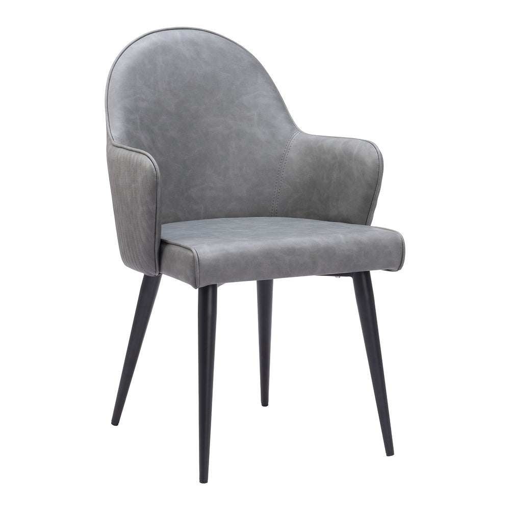 Silla Comercial para Food Court - ZUO SILLOTH - Gris - Asiento y Respaldo Tapizados en Piel Sintética