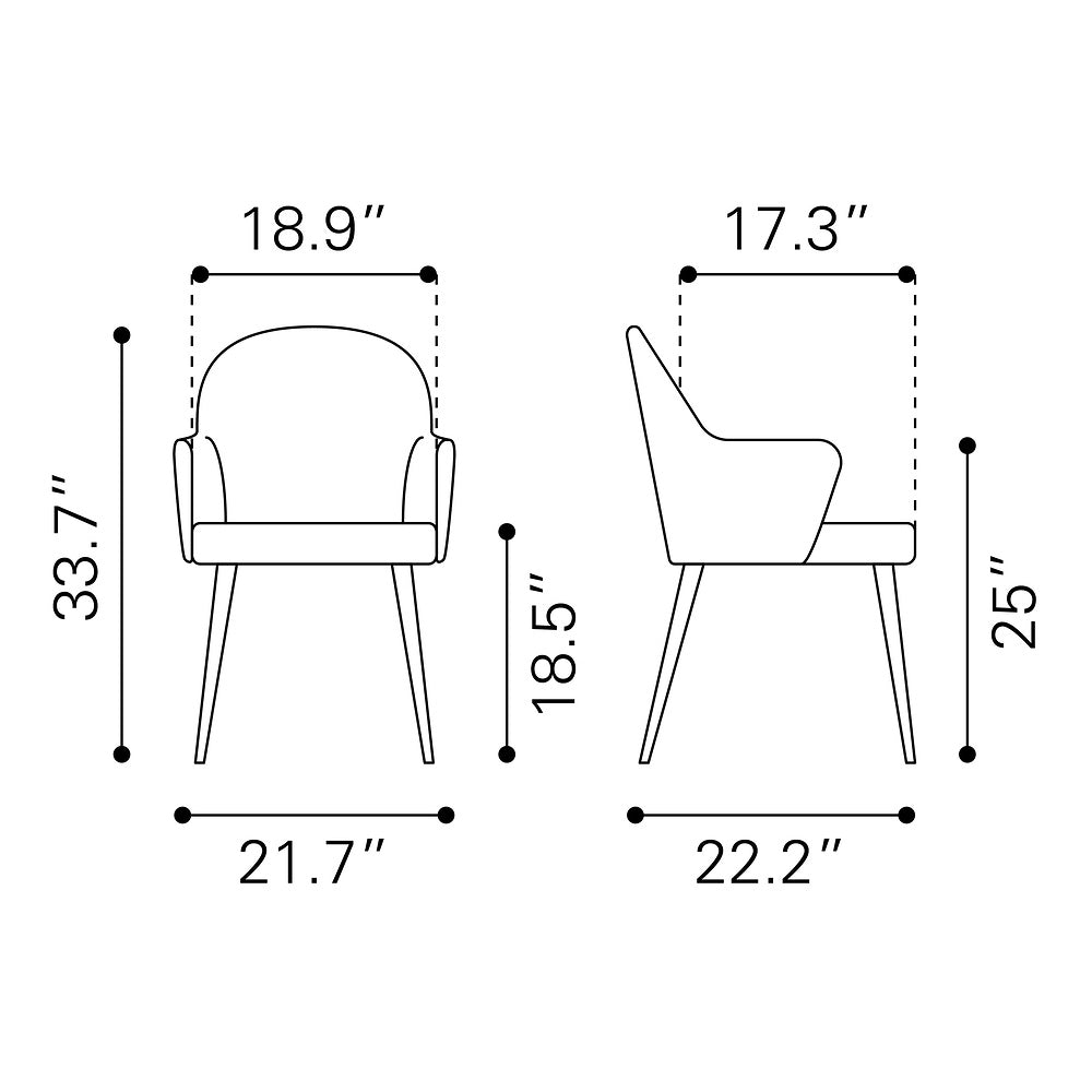 Silla Comercial para Food Court - ZUO SILLOTH - Gris - Asiento y Respaldo Tapizados en Piel Sintética