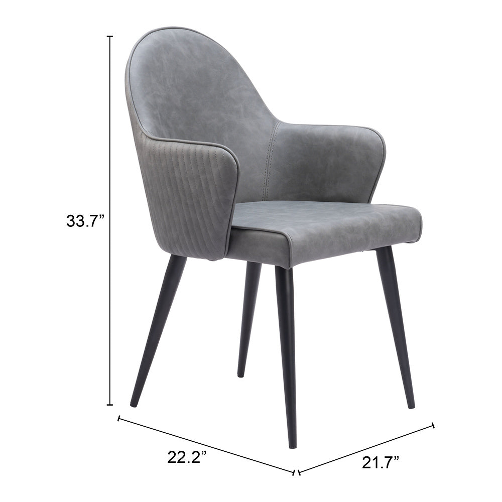 Silla Comercial para Food Court - ZUO SILLOTH - Gris - Asiento y Respaldo Tapizados en Piel Sintética