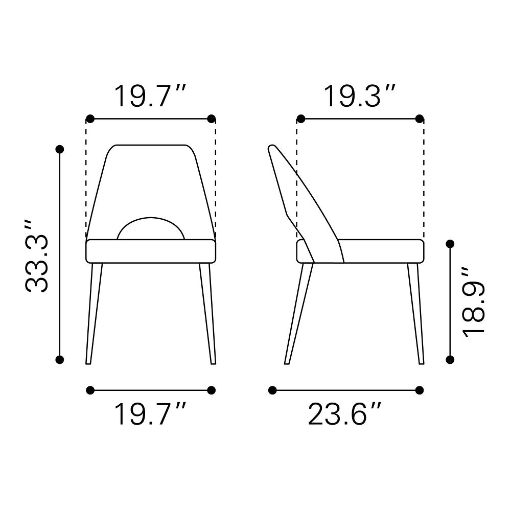 Silla Comercial para Restaurante - ZUO LEITH - Gris - Asiento y Respaldo Tapizados