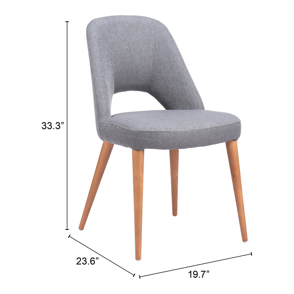 Silla Comercial para Restaurante - ZUO LEITH - Gris - Asiento y Respaldo Tapizados