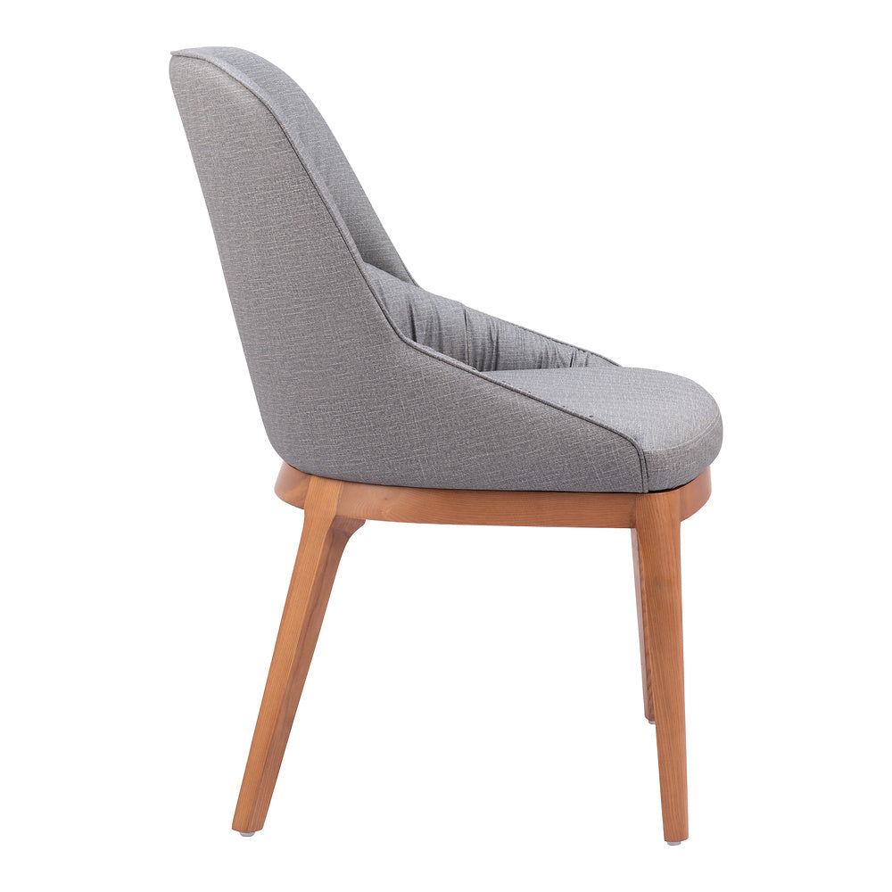 Silla Comercial para Bistró - ZUO AYR - Gris Pizarra - Asiento y Respaldo Tapizados en Lino Sintético