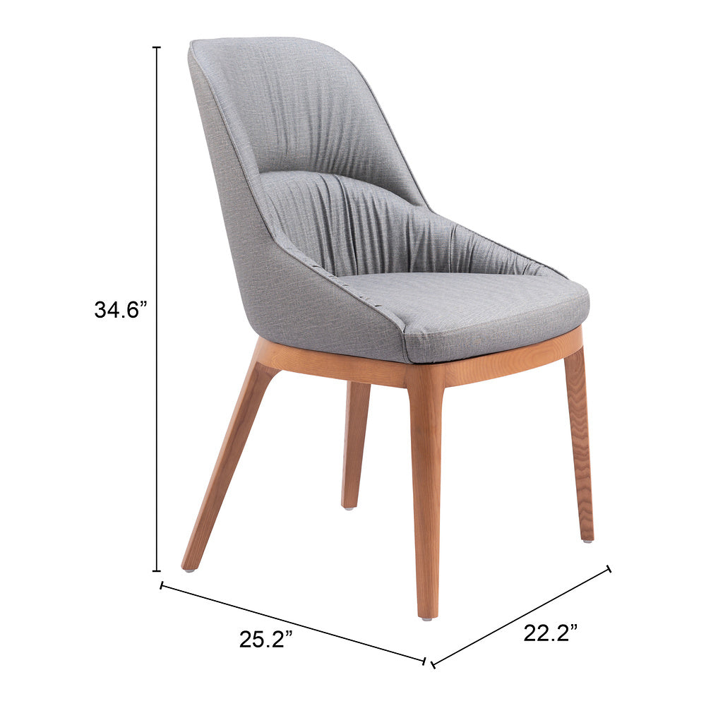 Silla Comercial para Bistró - ZUO AYR - Gris Pizarra - Asiento y Respaldo Tapizados en Lino Sintético