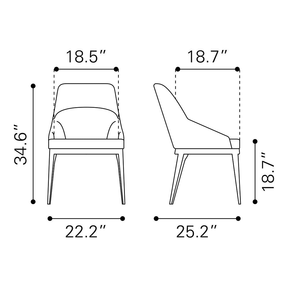 Silla Comercial para Bistró - ZUO AYR - Camel - Asiento y Respaldo Tapizados