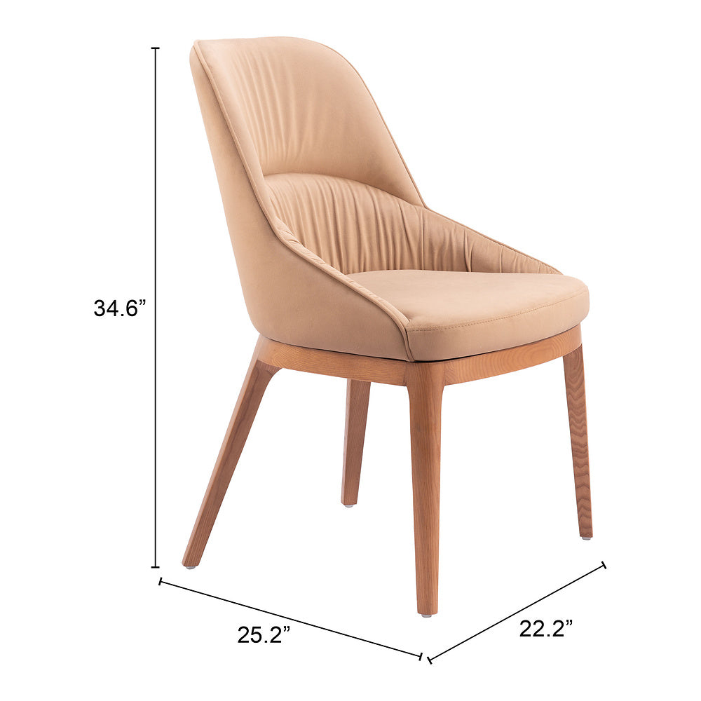 Silla Comercial para Bistró - ZUO AYR - Camel - Asiento y Respaldo Tapizados