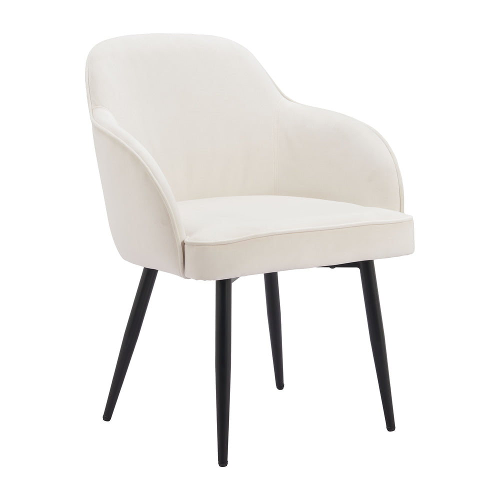 Silla Comercial para Cafetería - ZUO JOLIE - Marfil - Asiento y Respaldo Tapizados en Tela Tipo Terciopelo