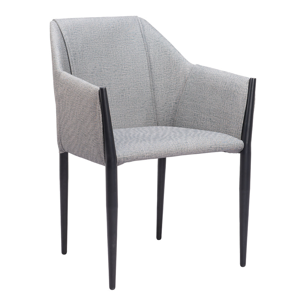 Silla Comercial para Cafetería - ZUO ANDOVER - Gris Pizarra - Asiento y Respaldo Tapizados en Lino Sintético