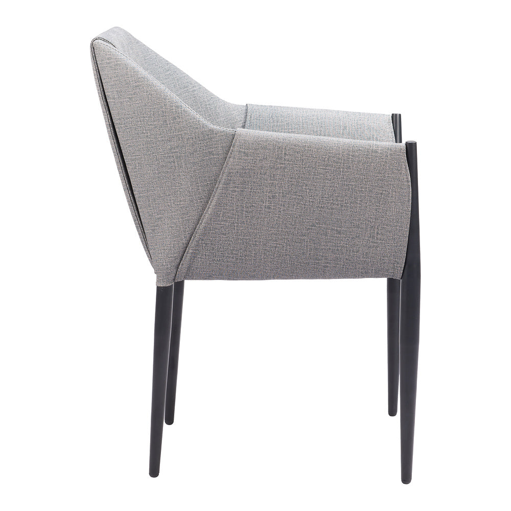 Silla Comercial para Cafetería - ZUO ANDOVER - Gris Pizarra - Asiento y Respaldo Tapizados en Lino Sintético