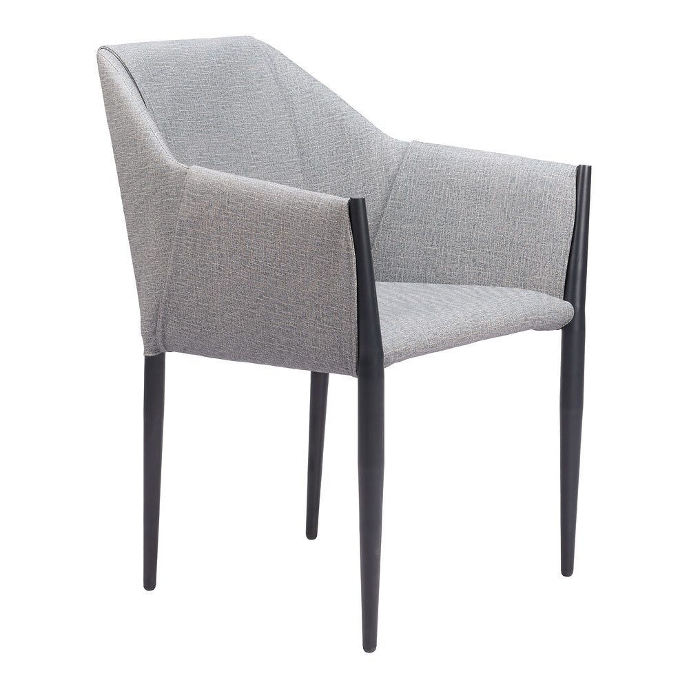 Silla Comercial para Cafetería - ZUO ANDOVER - Gris Pizarra - Asiento y Respaldo Tapizados en Lino Sintético