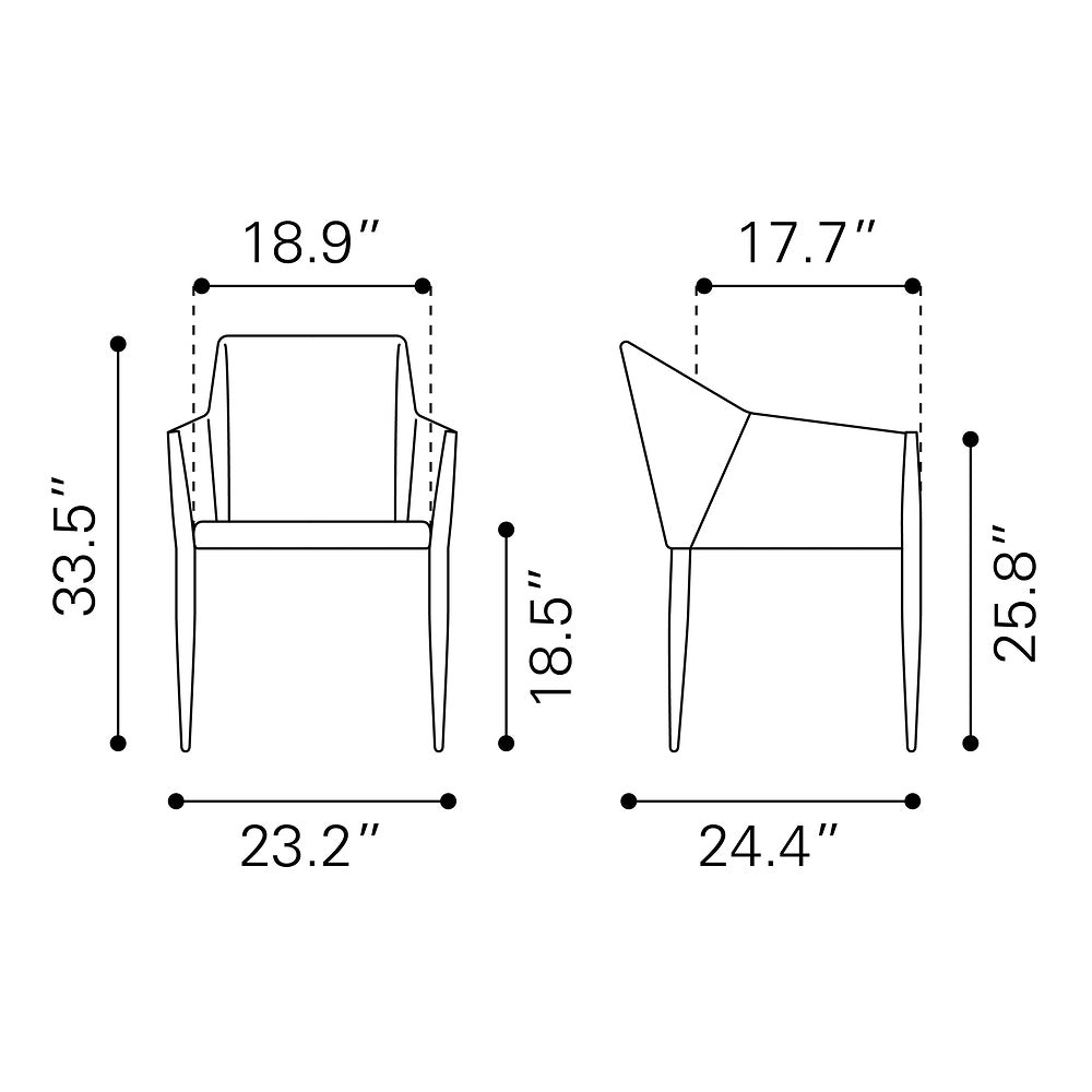 Silla Comercial para Cafetería - ZUO ANDOVER - Gris Pizarra - Asiento y Respaldo Tapizados en Lino Sintético