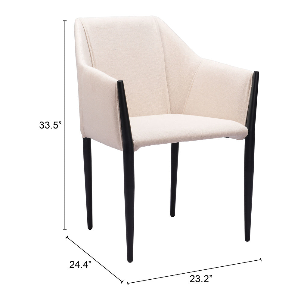 Silla Comercial para Cafetería - ZUO ANDOVER - Beige - Asiento y Respaldo Tapizados