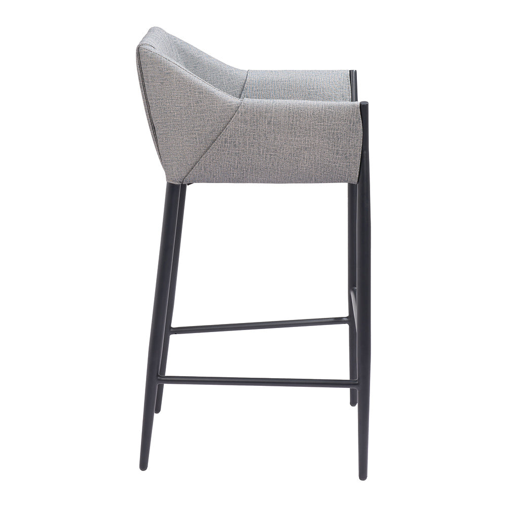 Banco Alto para Restaurante - ZUO ANDOVER - Gris Pizarra - Asiento y Respaldo Tapizados en Lino Sintético
