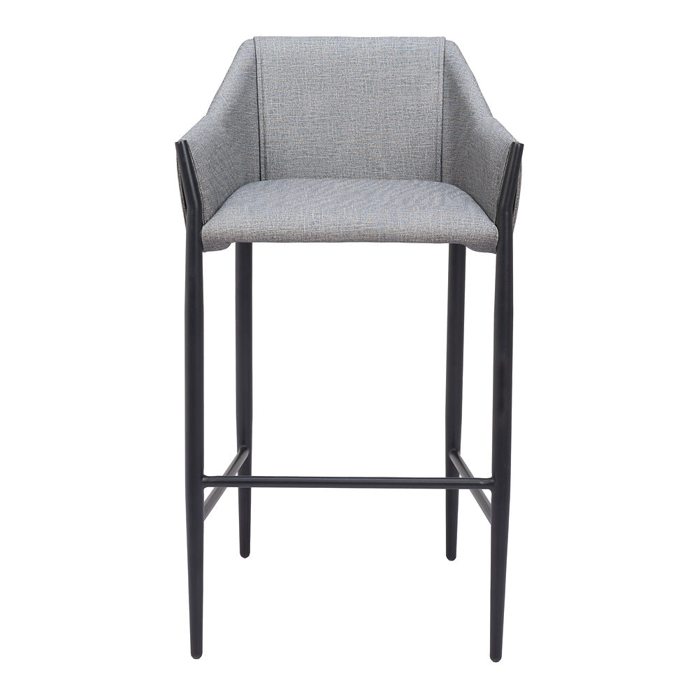 Banco Alto para Restaurante - ZUO ANDOVER - Gris Pizarra - Asiento y Respaldo Tapizados en Lino Sintético