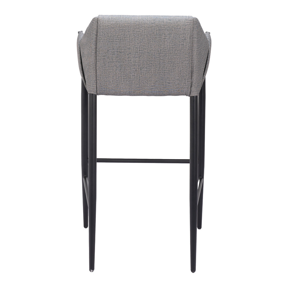 Banco Alto para Restaurante - ZUO ANDOVER - Gris Pizarra - Asiento y Respaldo Tapizados en Lino Sintético