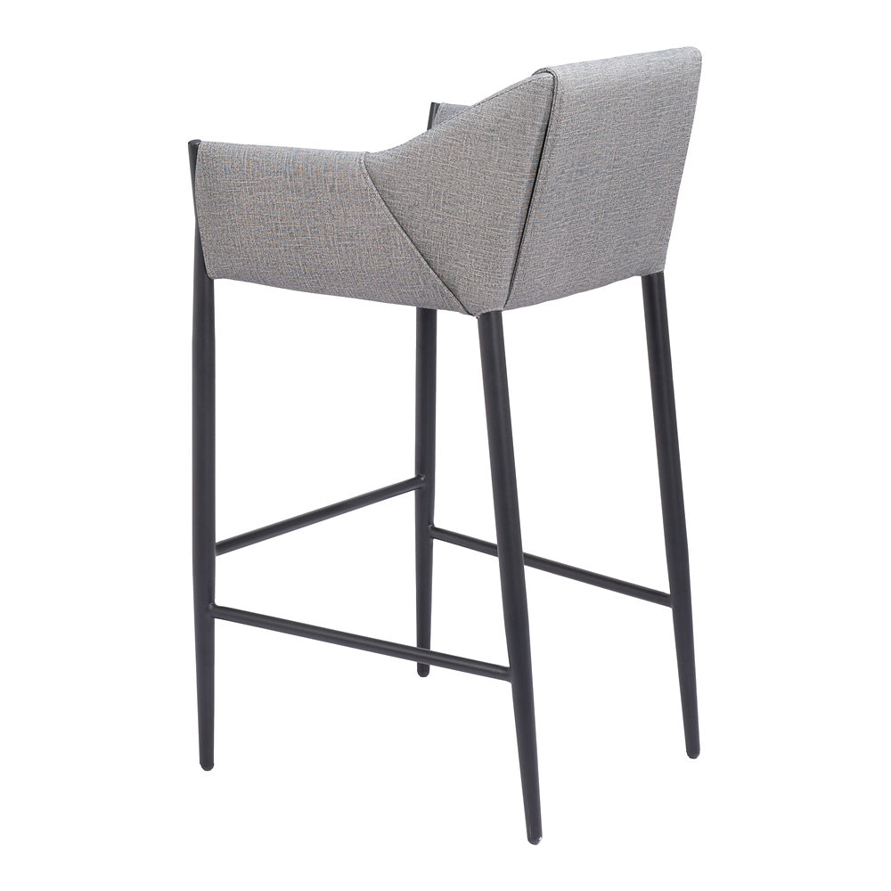 Banco Alto para Restaurante - ZUO ANDOVER - Gris Pizarra - Asiento y Respaldo Tapizados en Lino Sintético
