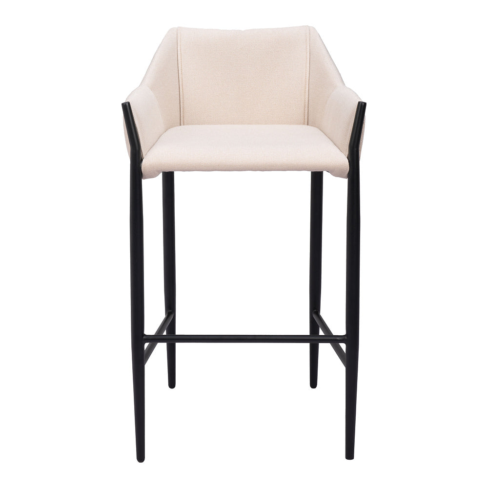 Banco Alto para Restaurante - ZUO ANDOVER - Beige - Asiento y Respaldo Tapizados