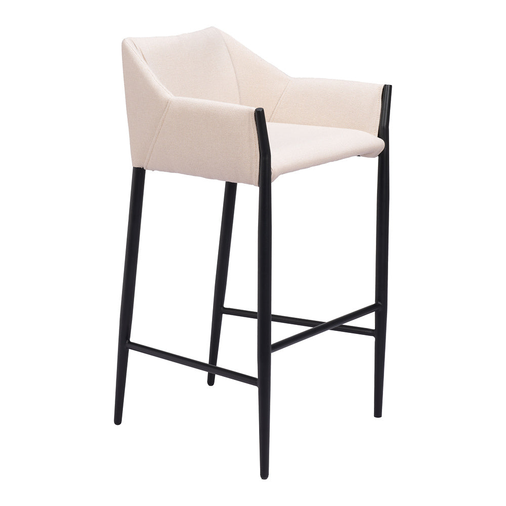 Banco Alto para Restaurante - ZUO ANDOVER - Beige - Asiento y Respaldo Tapizados