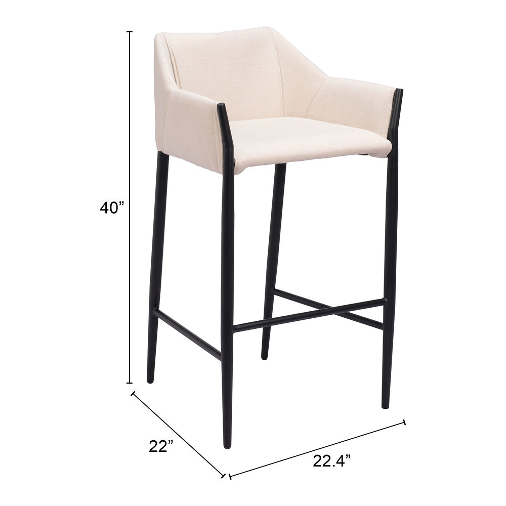 Banco Alto para Restaurante - ZUO ANDOVER - Beige - Asiento y Respaldo Tapizados