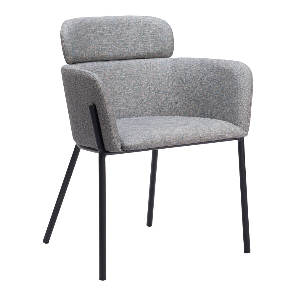 Silla Comercial para Cafetería - ZUO BREMOR - Gris Pizarra - Asiento y Respaldo Tapizados en Lino Sintético