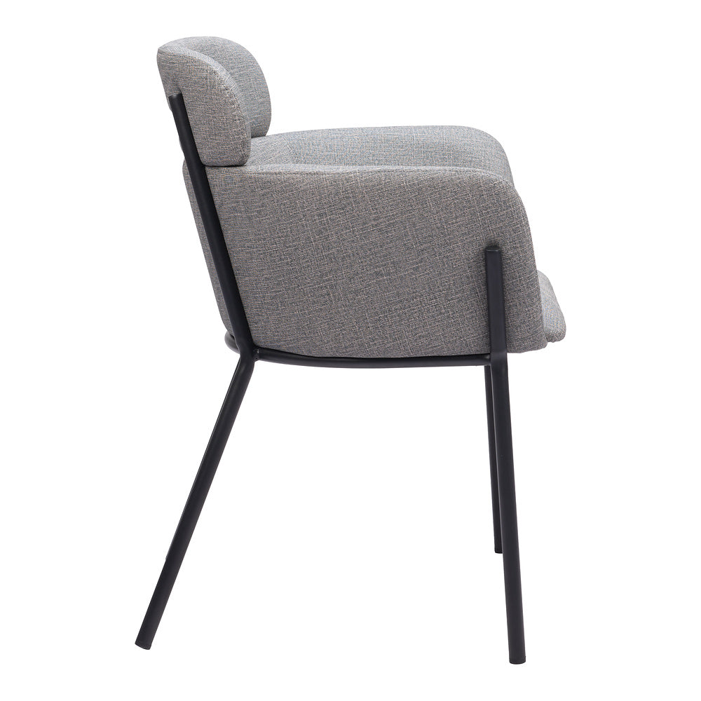 Silla Comercial para Cafetería - ZUO BREMOR - Gris Pizarra - Asiento y Respaldo Tapizados en Lino Sintético