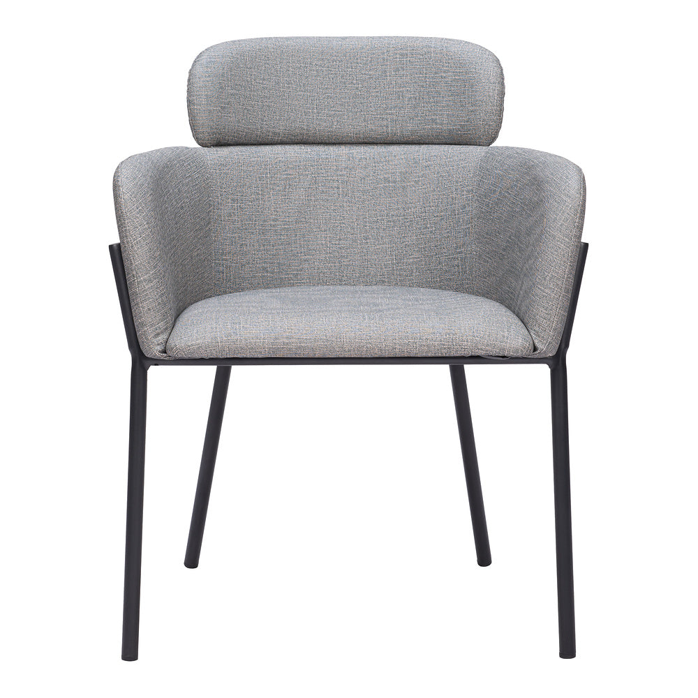 Silla Comercial para Cafetería - ZUO BREMOR - Gris Pizarra - Asiento y Respaldo Tapizados en Lino Sintético