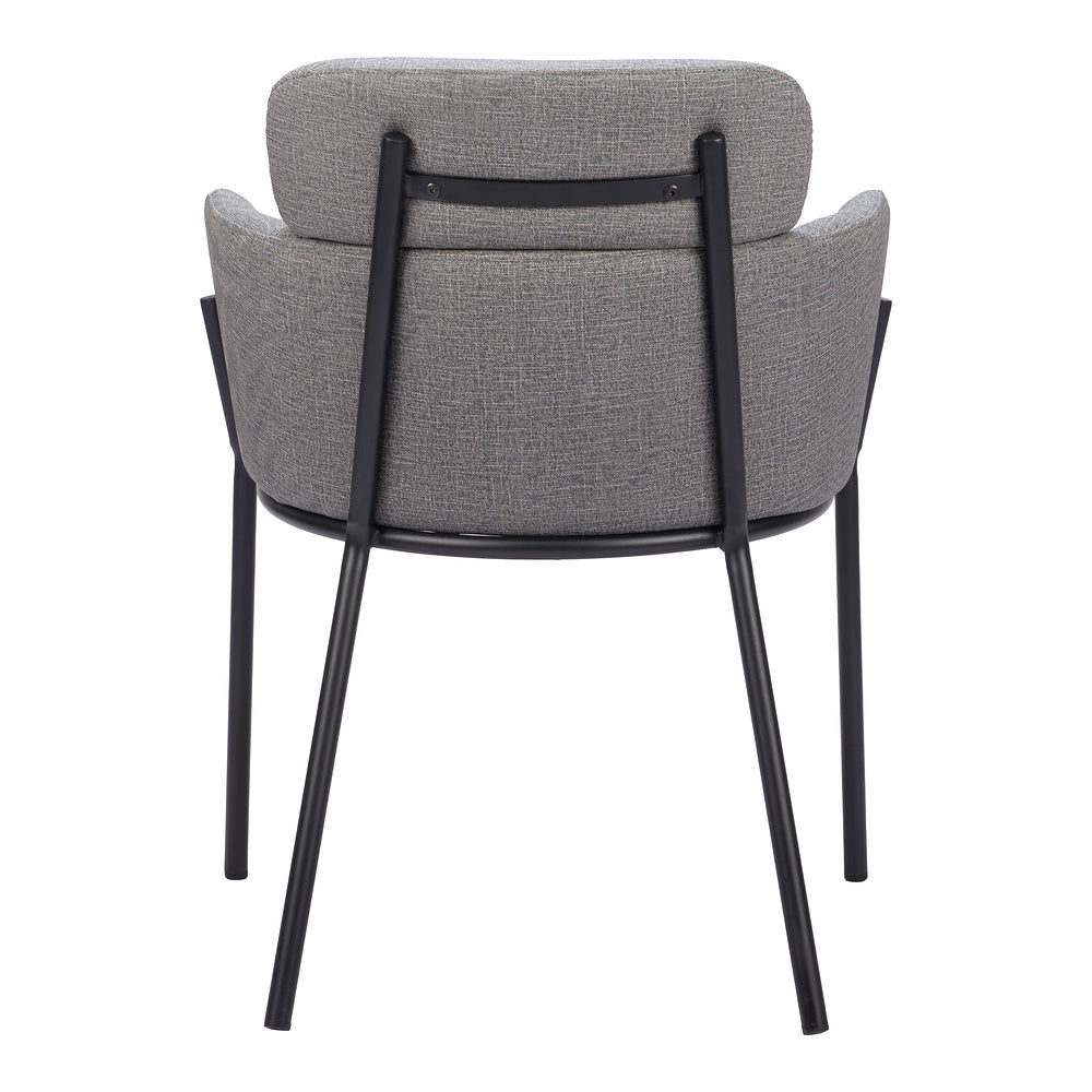 Silla Comercial para Cafetería - ZUO BREMOR - Gris Pizarra - Asiento y Respaldo Tapizados en Lino Sintético