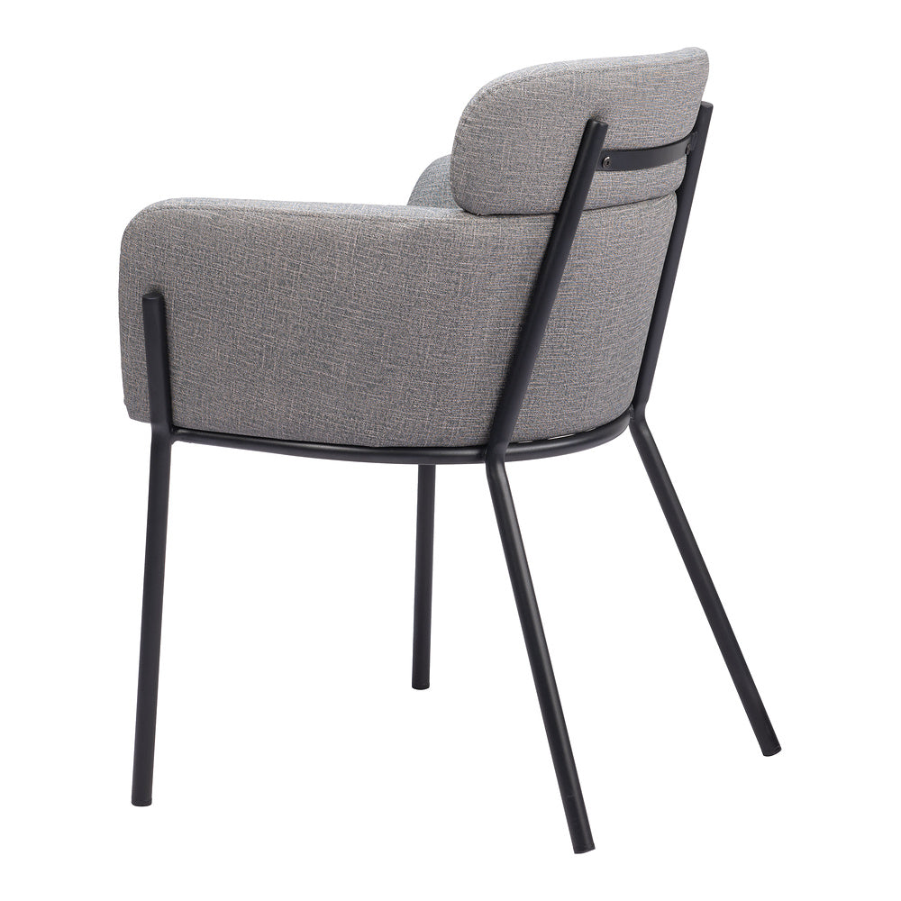 Silla Comercial para Cafetería - ZUO BREMOR - Gris Pizarra - Asiento y Respaldo Tapizados en Lino Sintético