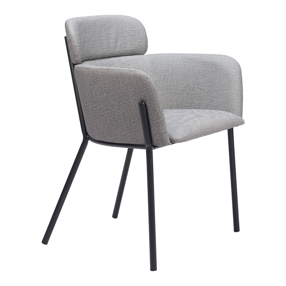 Silla Comercial para Cafetería - ZUO BREMOR - Gris Pizarra - Asiento y Respaldo Tapizados en Lino Sintético