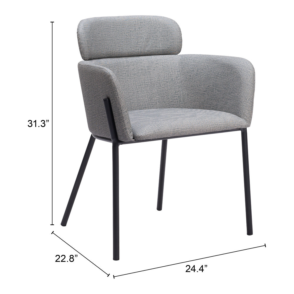 Silla Comercial para Cafetería - ZUO BREMOR - Gris Pizarra - Asiento y Respaldo Tapizados en Lino Sintético