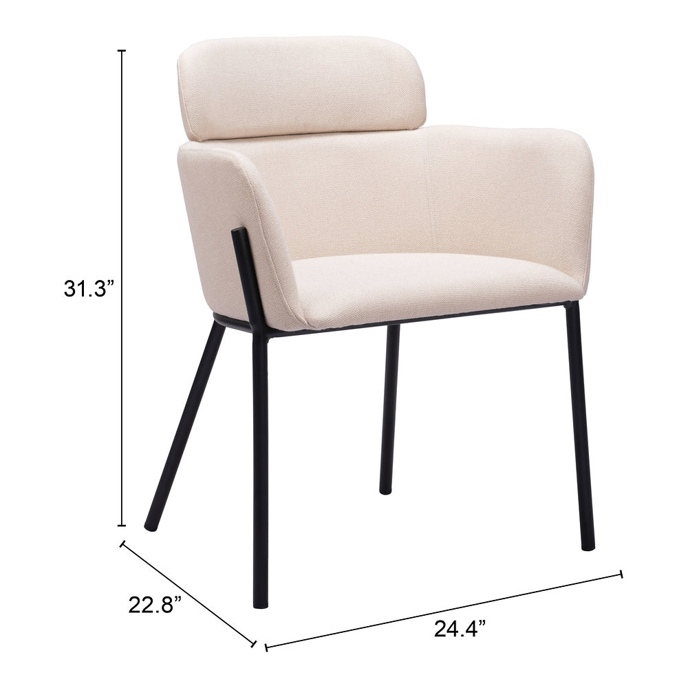 Silla Comercial para Cafetería - ZUO BREMOR - Beige - Asiento y Respaldo Tapizados
