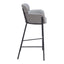 Banco Alto para Restaurante - ZUO BREMOR - Gris Pizarra - Asiento y Respaldo Tapizados en Lino Sintético
