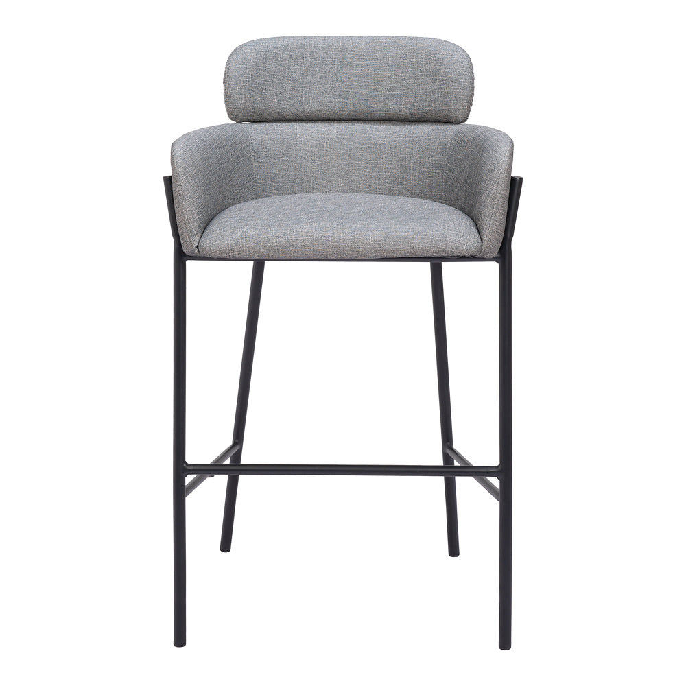Banco Alto para Restaurante - ZUO BREMOR - Gris Pizarra - Asiento y Respaldo Tapizados en Lino Sintético