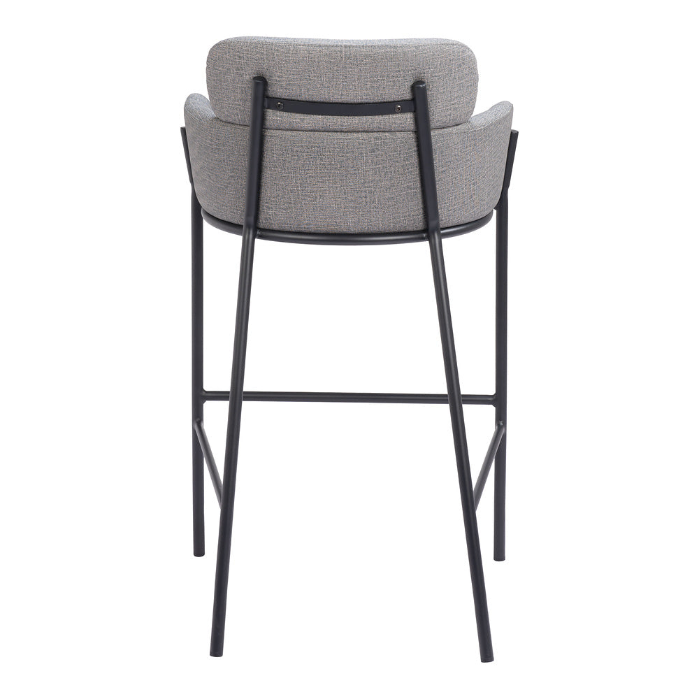 Banco Alto para Restaurante - ZUO BREMOR - Gris Pizarra - Asiento y Respaldo Tapizados en Lino Sintético