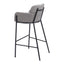 Banco Alto para Restaurante - ZUO BREMOR - Gris Pizarra - Asiento y Respaldo Tapizados en Lino Sintético