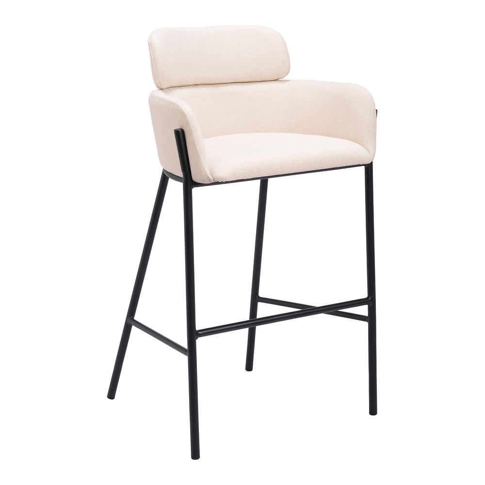 Banco Alto para Restaurante - ZUO BREMOR - Beige - Asiento y Respaldo Tapizados