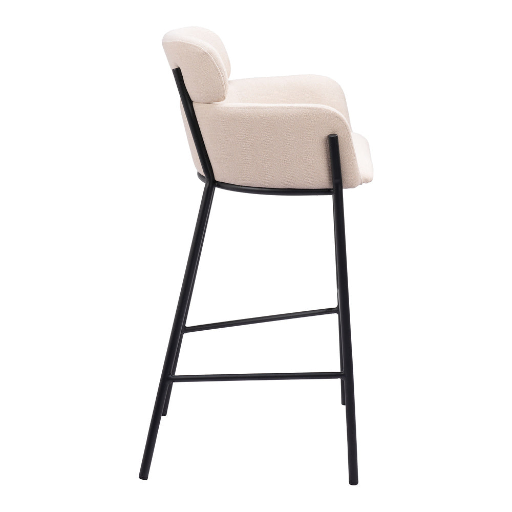 Banco Alto para Restaurante - ZUO BREMOR - Beige - Asiento y Respaldo Tapizados