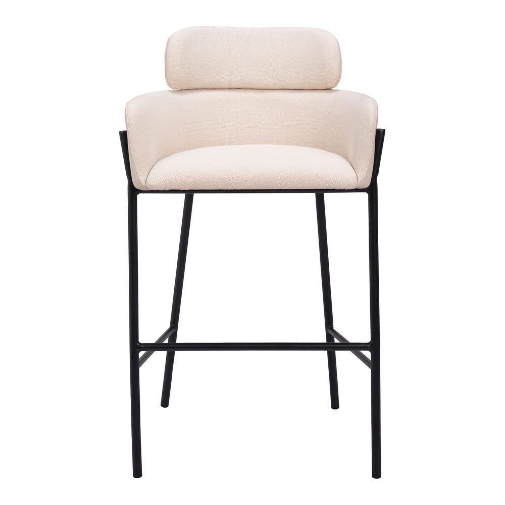Banco Alto para Restaurante - ZUO BREMOR - Beige - Asiento y Respaldo Tapizados