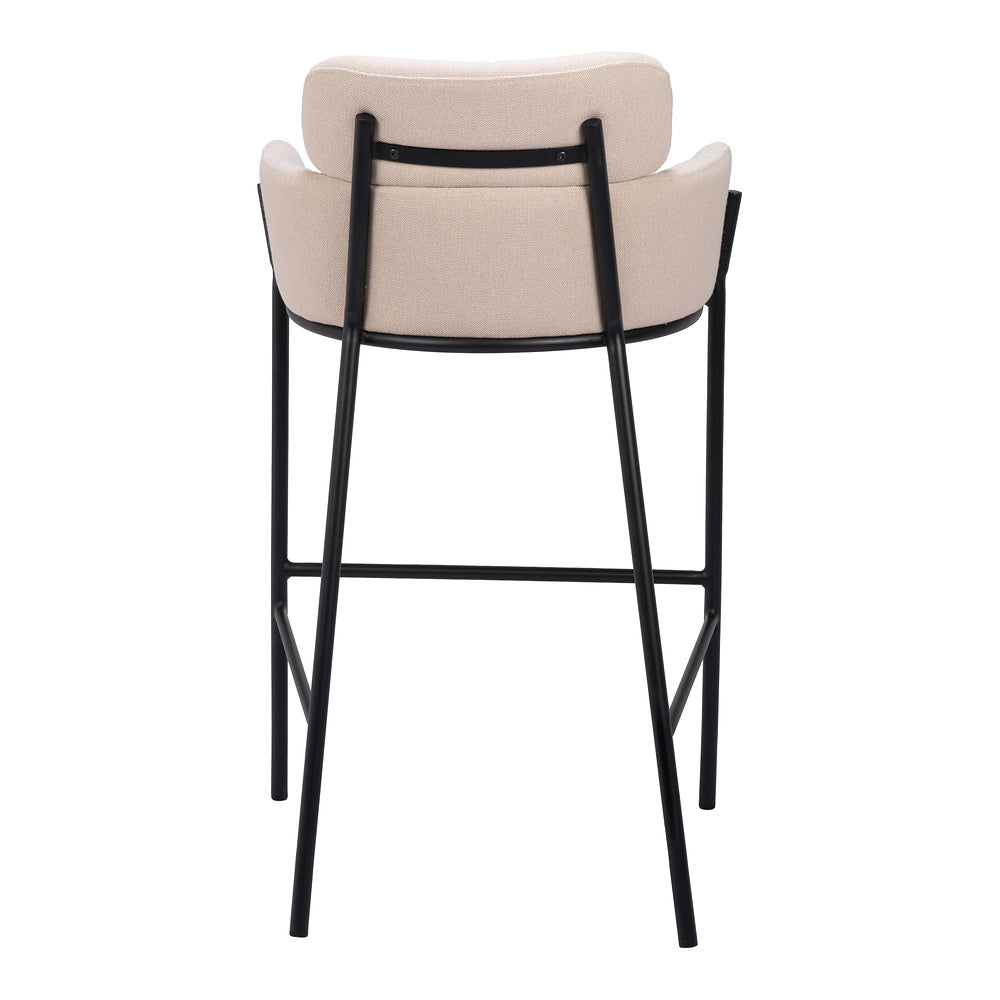 Banco Alto para Restaurante - ZUO BREMOR - Beige - Asiento y Respaldo Tapizados